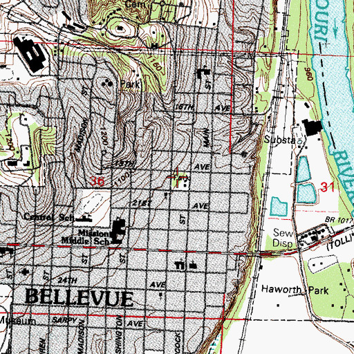 Topographic Map of Washington Park, NE
