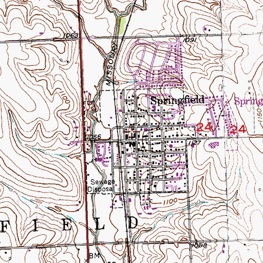Topographic Map of Springfield Post Office, NE
