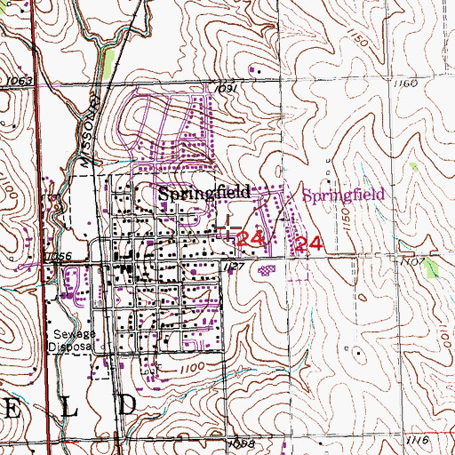 Topographic Map of Springfield City Park, NE