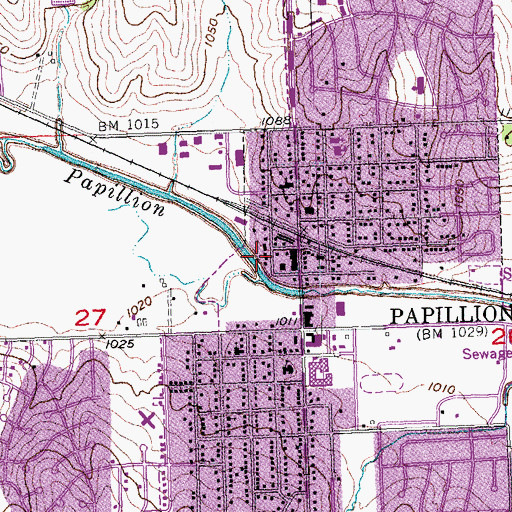 Topographic Map of Papillion Fire Department, NE