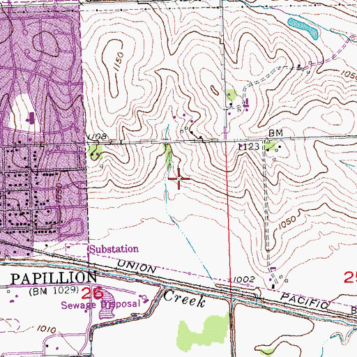 Topographic Map of Papillion Industrial Park, NE