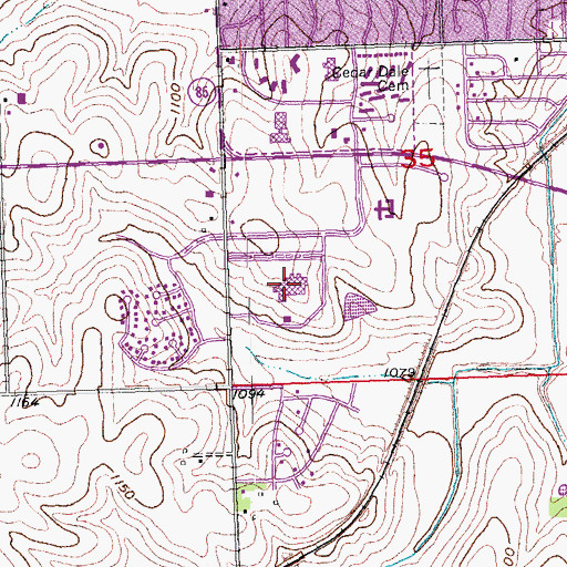 Topographic Map of CHI Health - Midlands Hospital, NE