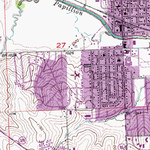 Topographic Map of Papillion Manor, NE