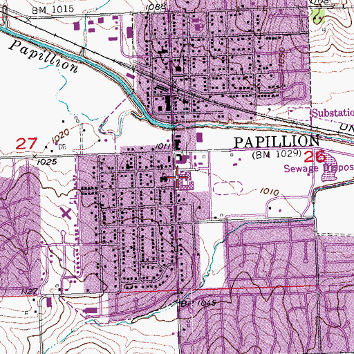 Topographic Map of Papillion Junior High School, NE
