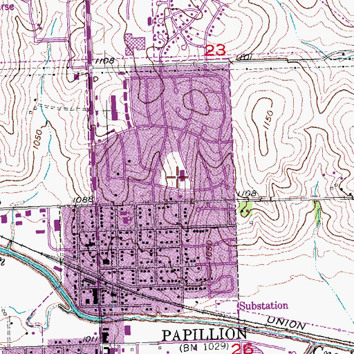 Topographic Map of Tara Heights Elementary School, NE