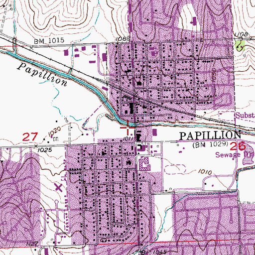 Topographic Map of Papillion City Park, NE