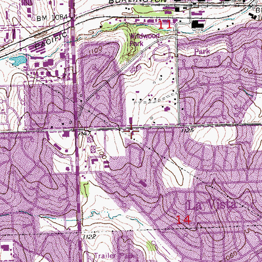 Topographic Map of Harrison Street Baptist Church, NE