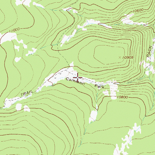 Topographic Map of Cameron Park, CO