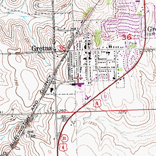 Topographic Map of Gretna Public Library, NE