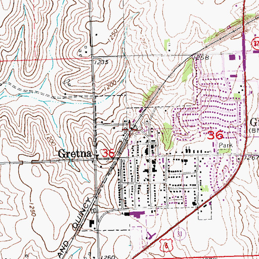 Topographic Map of Gretna, NE