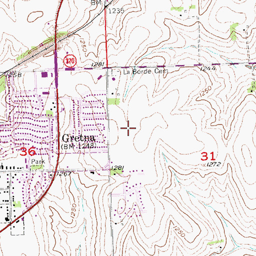 Topographic Map of Gretna High School, NE