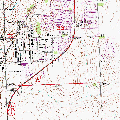 Topographic Map of Gretna Community Church, NE