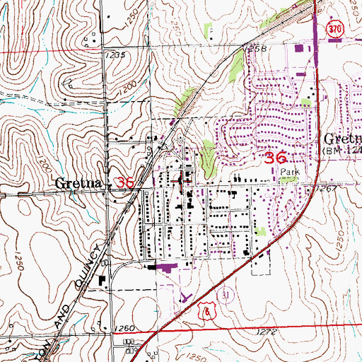 Topographic Map of Gretna Foursquare Church, NE