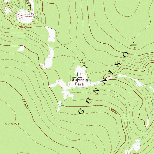 Topographic Map of Sawmill Park, CO