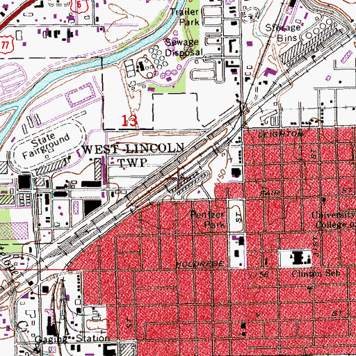 Topographic Map of Lincoln, NE