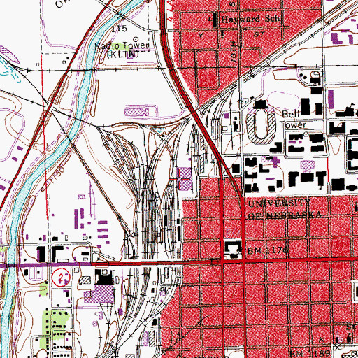 Topographic Map of Lincoln Post Office, NE
