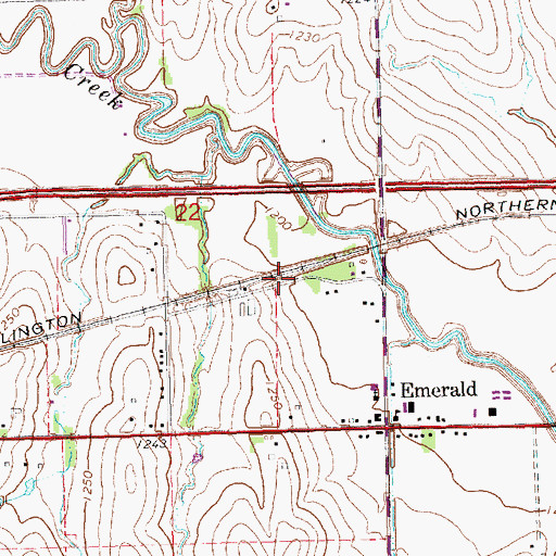 Topographic Map of Emerald, NE