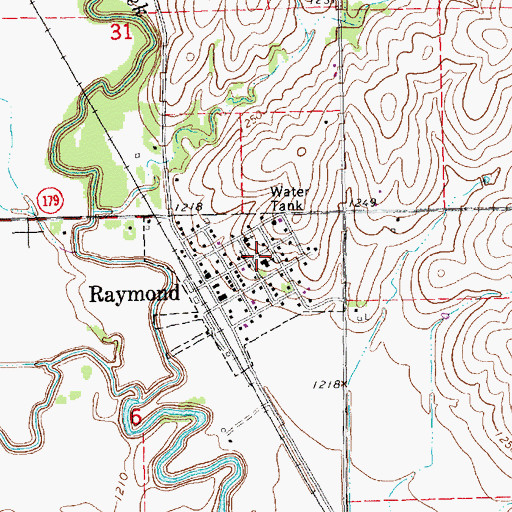 Topographic Map of Raymond Central High School, NE