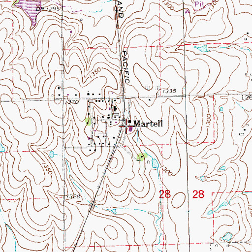 Topographic Map of Martell (historical), NE