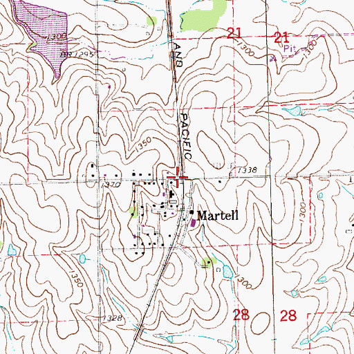 Topographic Map of Martell United Methodist Church, NE