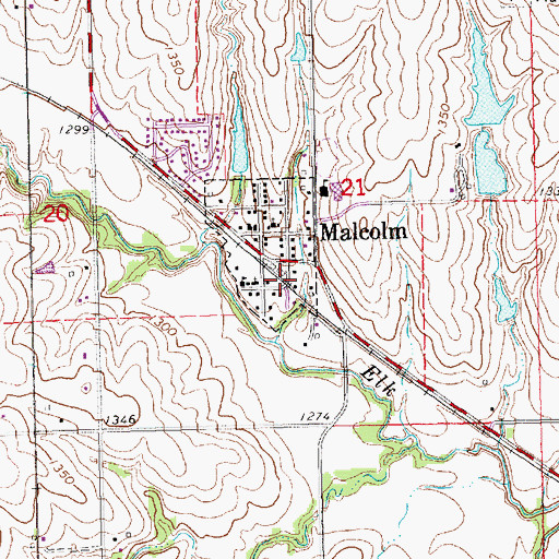 Topographic Map of Malcolm (historical), NE
