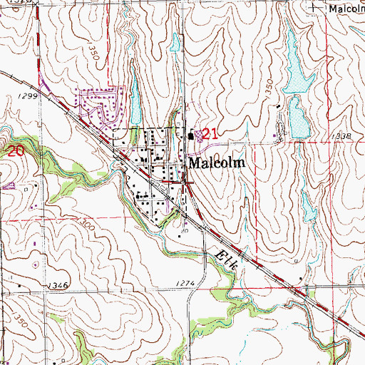 Topographic Map of Malcolm United Methodist Church, NE