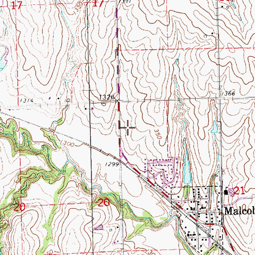Topographic Map of Malcolm Public Schools, NE