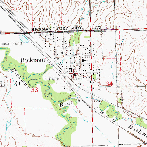 Topographic Map of Hickman Post Office, NE