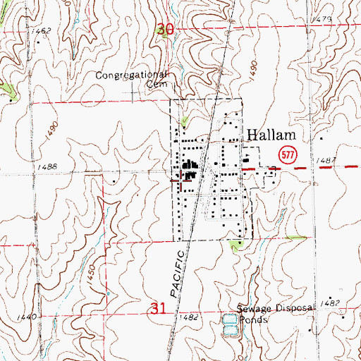 Topographic Map of Hallam Volunteer Fire and Rescue Department, NE