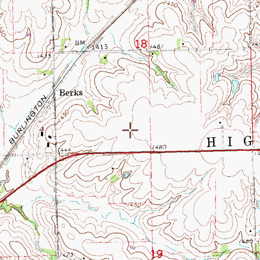 Topographic Map of Berks Post Office (historical), NE