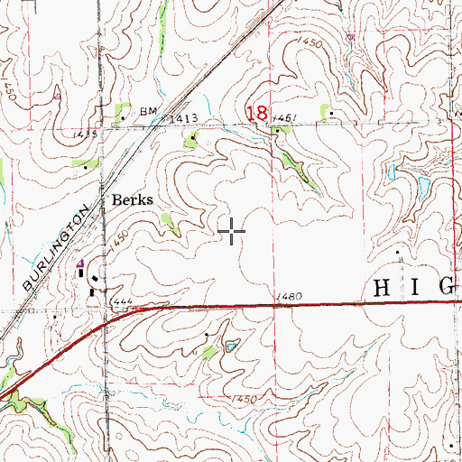 Topographic Map of Berks, NE
