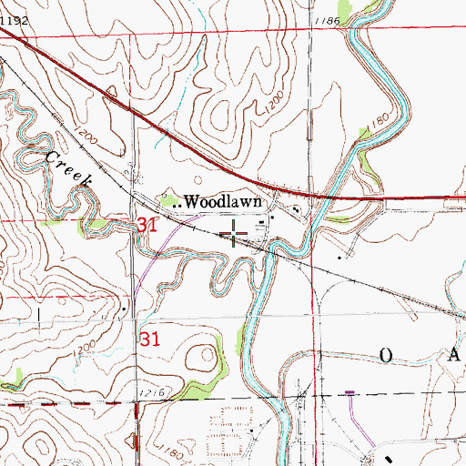Topographic Map of Woodlawn (historical), NE