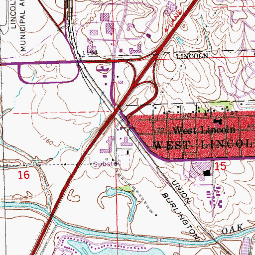 Topographic Map of West Lincoln, NE
