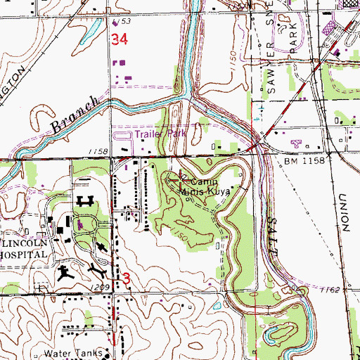 Topographic Map of Saline City (historical), NE