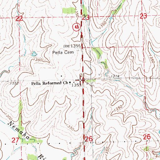 Topographic Map of Pella Post Office (historical), NE
