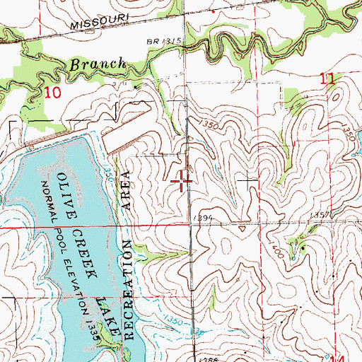 Topographic Map of Olive Branch Post Office (historical), NE