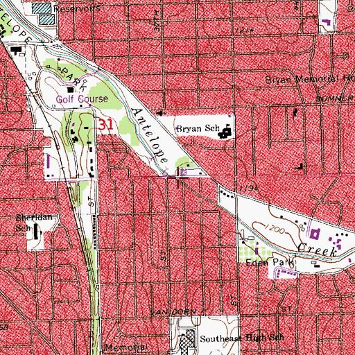 Topographic Map of Antelope Park Trail, NE