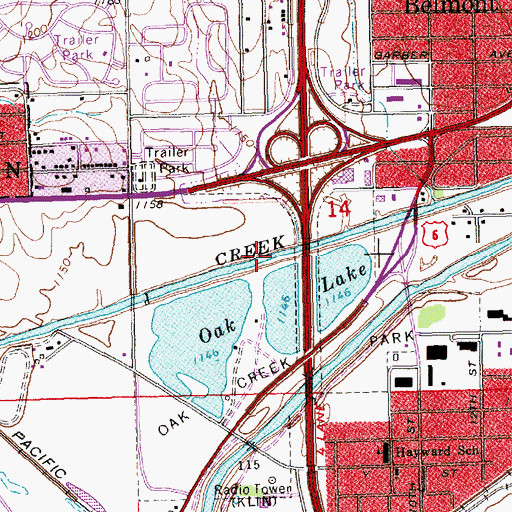 Topographic Map of Oak Creek Park, NE