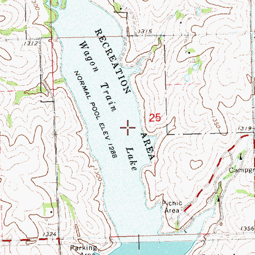 Topographic Map of Wagon Train Lake State Recreation Area, NE
