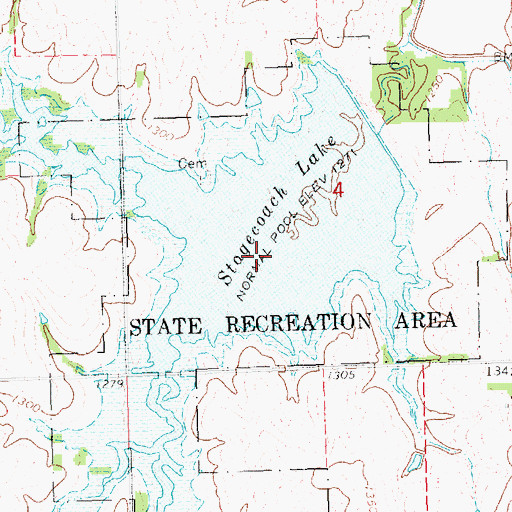 Topographic Map of Stagecoach Lake State Recreation Area, NE