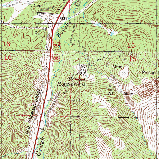 Topographic Map of Poncha Hot Springs, CO