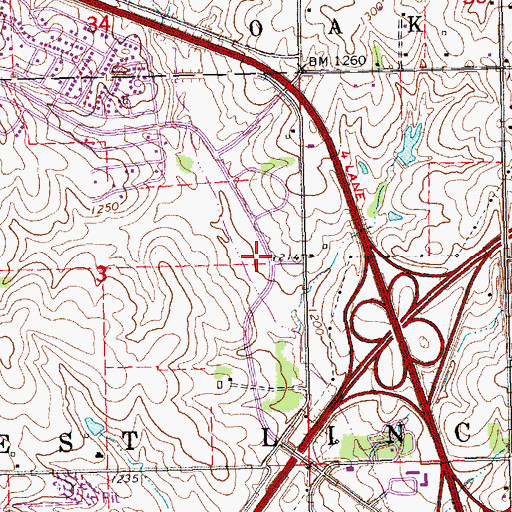 Topographic Map of Lincoln Fire and Rescue Station 14, NE