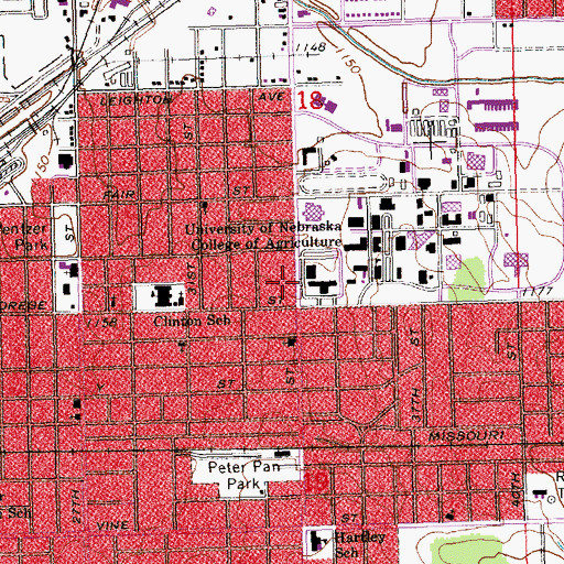 Topographic Map of Lincoln Fire and Rescue Station 2, NE