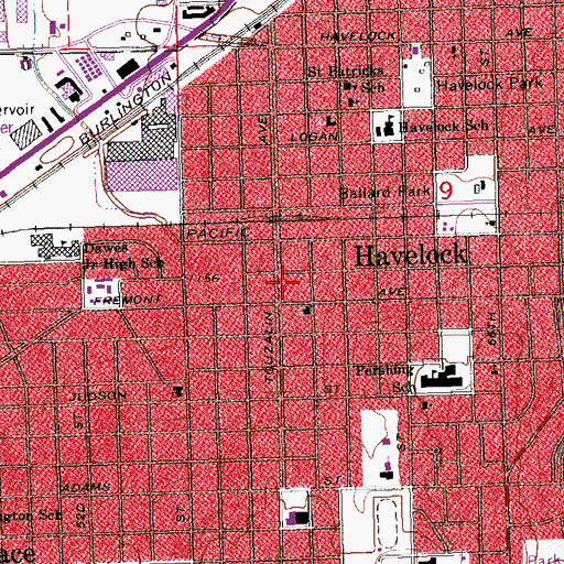 Topographic Map of Lincoln Fire and Rescue Station 5, NE