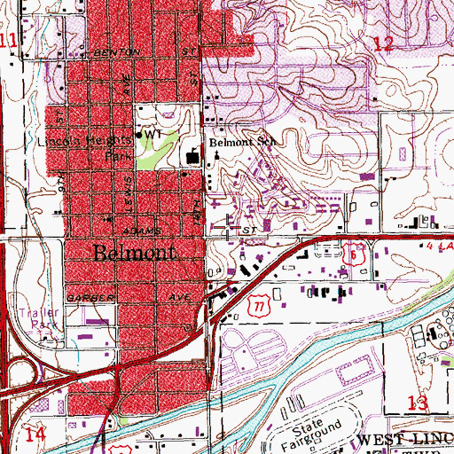 Topographic Map of Lincoln Fire and Rescue Station 10, NE