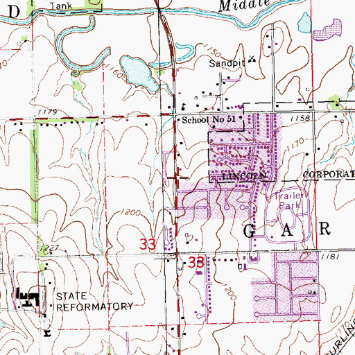 Topographic Map of Lincoln Fire and Rescue Station 13, NE
