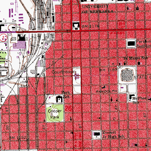 Topographic Map of Lincoln Police Department, NE