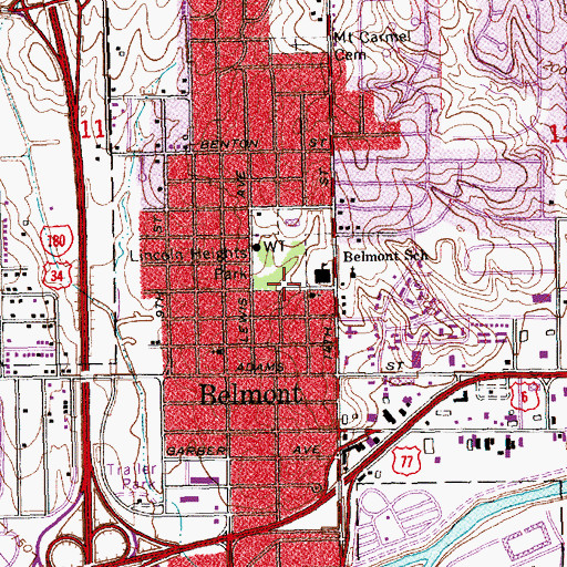 Topographic Map of Belmont Branch Library, NE