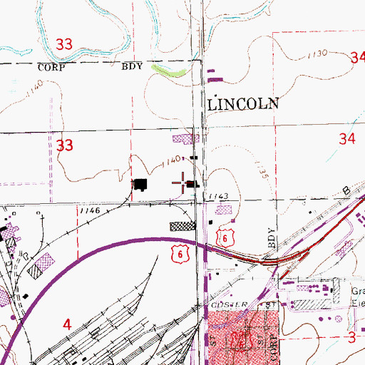 Topographic Map of Abbott Sports Complex, NE