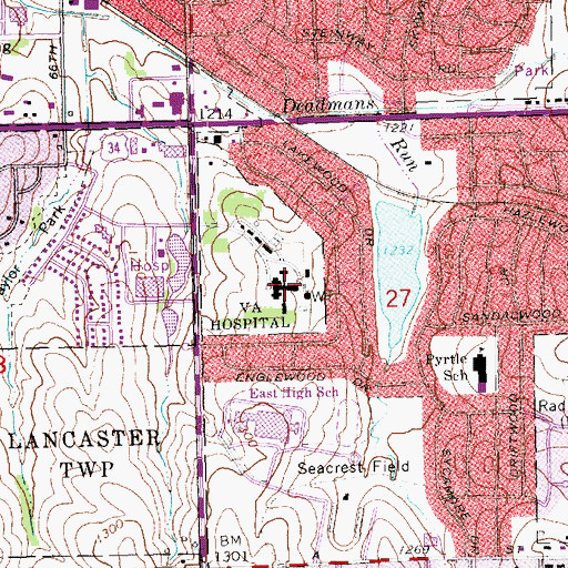 Topographic Map of VA Nebraska - Western Iowa Health Care Outpatient Clinic, NE